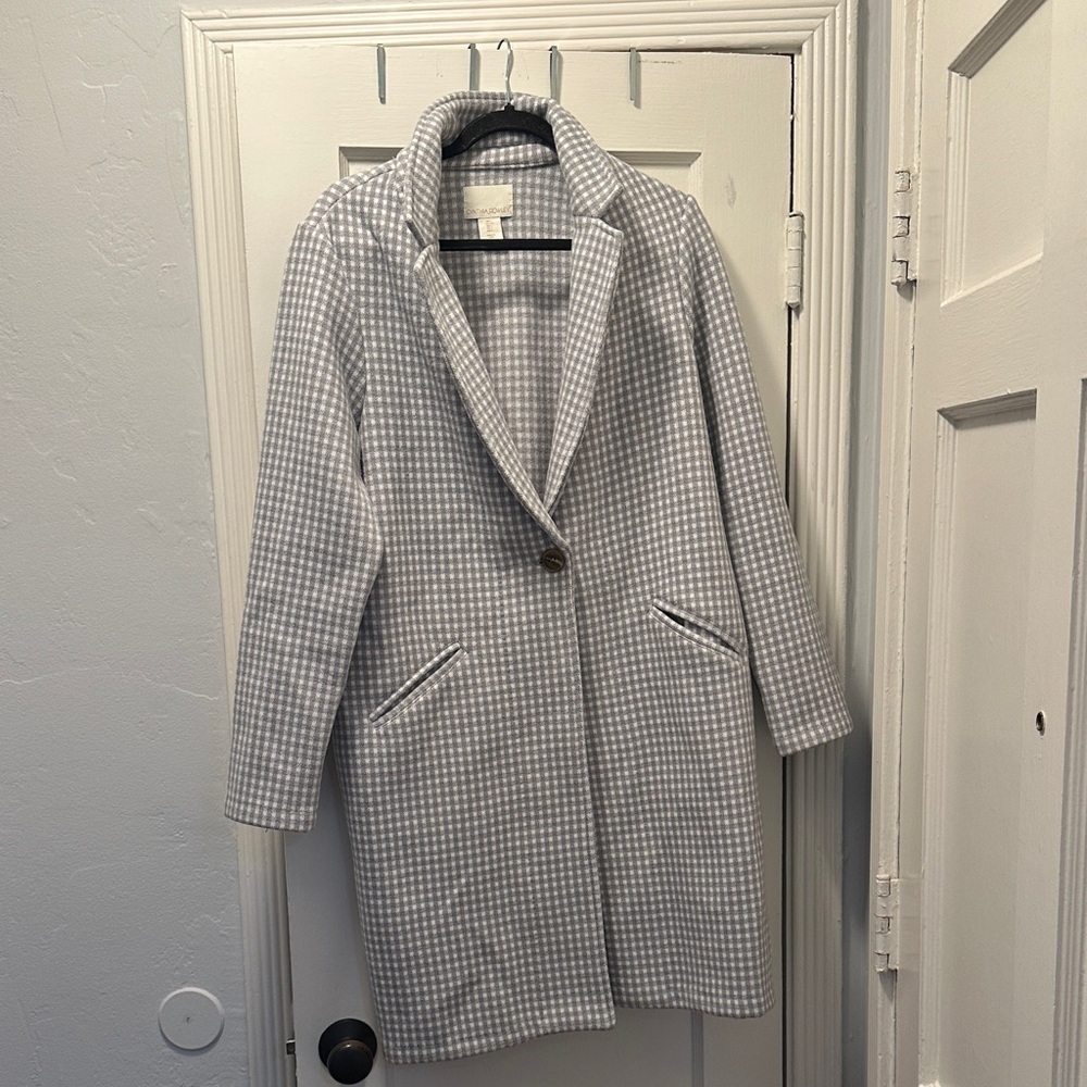 Cynthia Rowley Gray Checkered Trench Coat